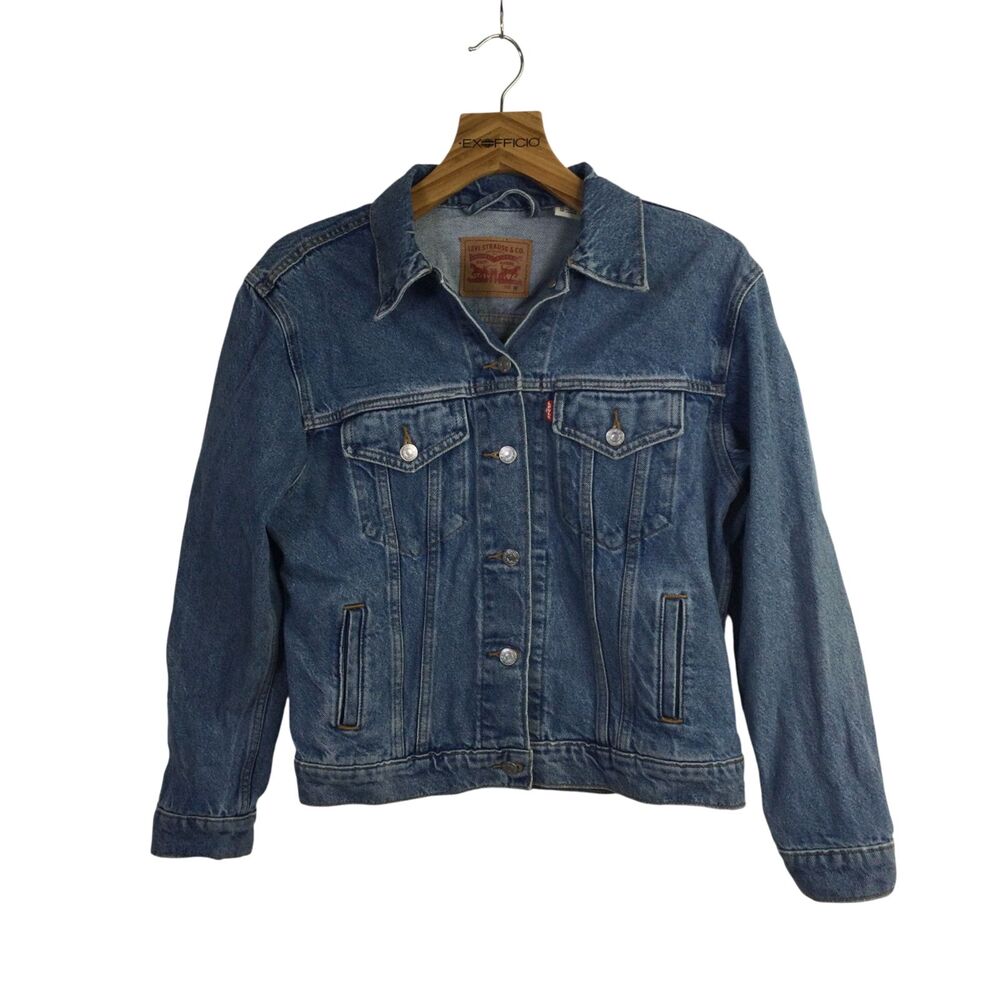 Levi's Womens Boyfriend Jean Denim Trucker Jacket Long Sleeve Blue Size Medium